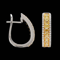18K Two-tone Gold Estate Fancy Yellow Diamond Hoops