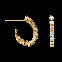 18K Yellow Gold Estate Diamond Hoop Earrings