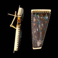 Gail Bird and Yazzie Johnson 18K Yellow Gold Estate Boulder Opal Earrings