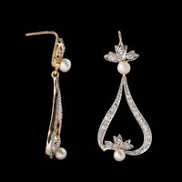 Edwardian Platinum Cultured Pearl and Diamond Earrings