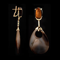 Jack Vartanian 18K Rose Gold Estate Tiger's Eye and Agate Earrings