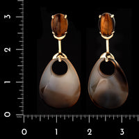 Jack Vartanian 18K Rose Gold Estate Tiger's Eye and Agate Earrings