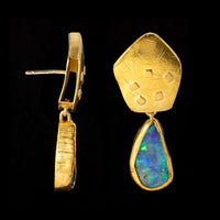 Atelier Janiye 18K and 22K Yellow Gold Estate Opal Earrings