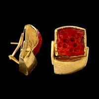 Atelier Janiye 18K and 22K Yellow Gold Estate Coral Earrings