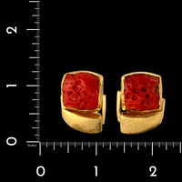 Atelier Janiye 18K and 22K Yellow Gold Estate Coral Earrings