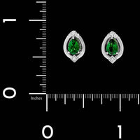 14K White Gold Estate Tsavorite and Diamond Earrings