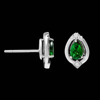 14K White Gold Estate Tsavorite and Diamond Earrings