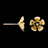 14K Yellow Gold Estate Sapphire Flower Earrings