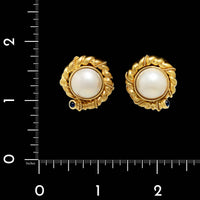 Tiffany & Co. 18K Yellow Gold Estate Cultured Mabe Pearl and Sapphire Earrings