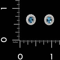 14K White Gold Estate Aquamarine and Diamond Earrings
