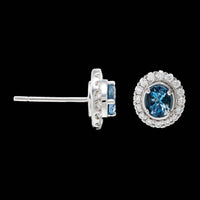 14K White Gold Estate Aquamarine and Diamond Earrings