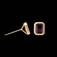14K Yellow Gold Estate Amethyst Studs