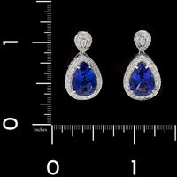 18K White Gold Estate Tanzanite and Diamond Drop Earrings