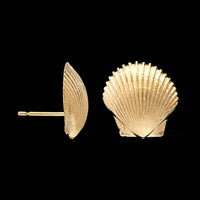 14K Yellow Gold Estate Shell Earrings