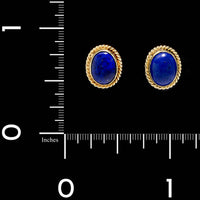14K Yellow Gold Estate Lapis Stud Earrings