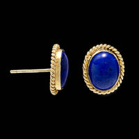 14K Yellow Gold Estate Lapis Stud Earrings