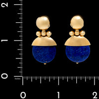 14K Yellow Gold Estate Lapis Drop Earrings