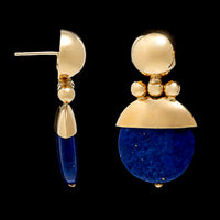 14K Yellow Gold Estate Lapis Drop Earrings