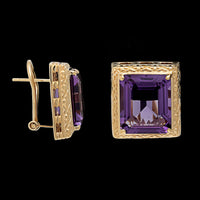14K Yellow Gold Estate Amethyst Earrings