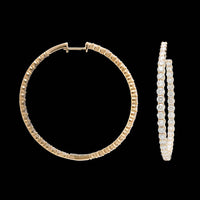 14K Yellow Gold Estate Diamond Inside Outside Hoop Earrings