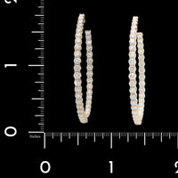 14K Yellow Gold Estate Diamond Inside Outside Hoop Earrings