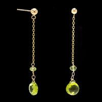 14K Yellow Gold Estate Peridot Earrings