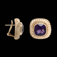 14K Yellow Gold Estate Amethyst Earrings