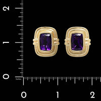 14K Yellow Gold Estate Amethyst Earrings