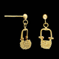 18K Yellow Gold Estate Nantucket Basket Drop Earrings