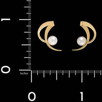 14K Yellow Gold Estate Cultured Pearl Earrings