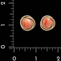 14K Yellow Gold Estate Coral Earrings