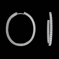 Memoire 18K White Gold Estate Inside Outside Diamond Hoops
