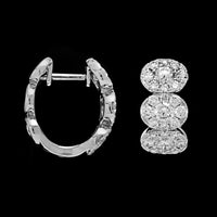 14K White Gold Estate Estate Diamond Halo Huggie Earrings