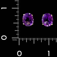 14K Yellow Gold Amethyst Studs Earrings