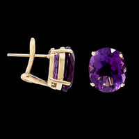 14K Yellow Gold Amethyst Studs Earrings