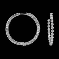 18K White Gold Estate Diamond Inside Outside Hoops