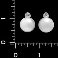 Platinum Estate Cultured South Sea Pearl and Diamond Earrings