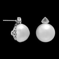 Platinum Estate Cultured South Sea Pearl and Diamond Earrings