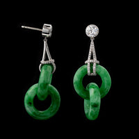 Platinum Estate Jadeite and Diamond Earrings
