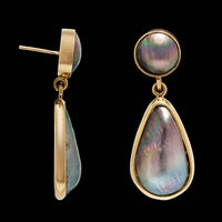 14K Yellow Gold Estate Grey Mabe Cultured Pearl Earrings
