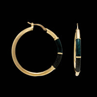 14K Yellow Gold Estate Enamel Hoop Earrings