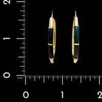 14K Yellow Gold Estate Enamel Hoop Earrings