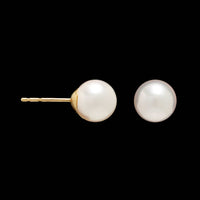 14K Yellow Gold Estate Cultured Akoya Pearl Stud Earrings