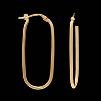14K Yellow Gold Estate Oval Hoop Earrings