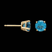 14K Yellow Gold Estate Blue Topaz Stud Earrings