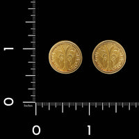 18K Yellow Gold Estate Replica Florentine Florin Coin Earrings