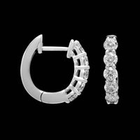 14K White Gold Diamond Hoops