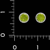 14K White Gold Estate Peridot and Diamond Earrings
