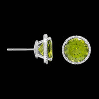 14K White Gold Estate Peridot and Diamond Earrings