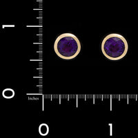14K Yellow Gold Estate Amethyst Stud Earrings